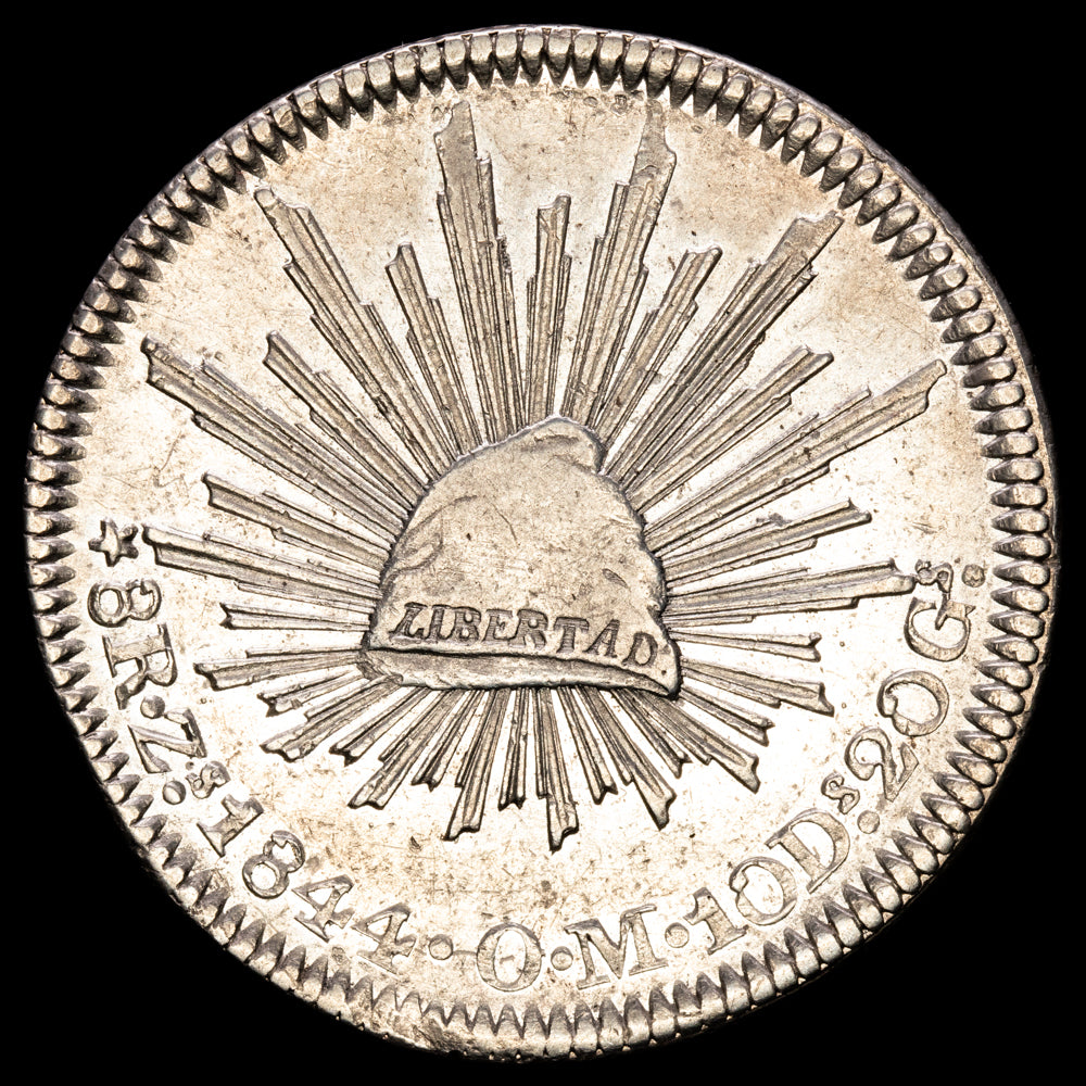 México. 8 Reales. Zacatecas. 1844. KN-377.6. Rara.