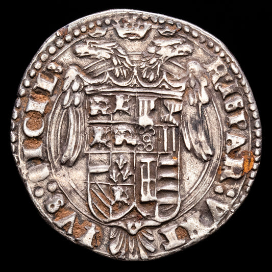 Nápoles – Carlos V. 2 Carlinos. (6,19g.). VTI-?. VF+. Escudo grande.