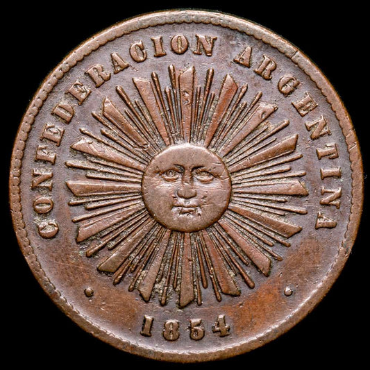 Confederación de Argentina. 2 Centavos. (9,73 g.). 1854. KM-24. VF+.