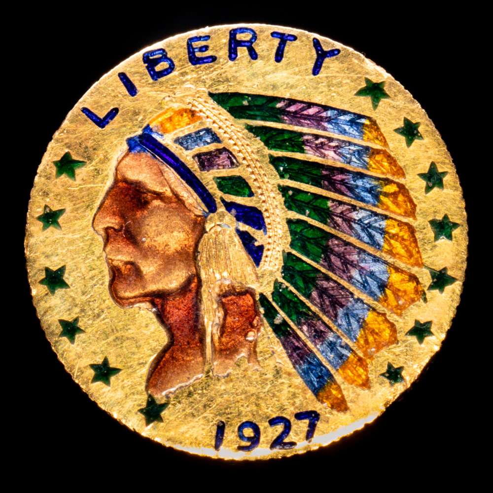 Estados Unidos. 2 1/2 Dollar. (3.82 g.). Philadelphia. 1927. KM-128. EBC. ANV: Esmaltado. Reproducción en oro