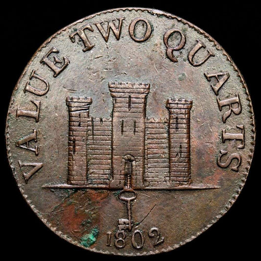 Gibraltar. 2 Quartos. (9,43g.). 1802. KM-TN.2-2. MBC+.