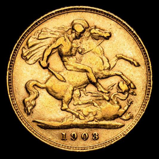 Gran Bretaña – Edward VII. Half-sovereign. (4,00 g.). London. 1903. Fr-401. VF+