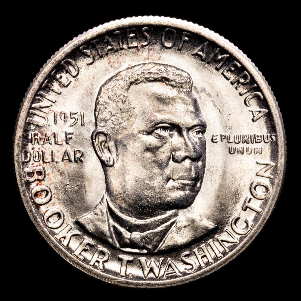 Estados Unidos 1/2 dólar 1951 KM# 198, N# 4400; Plata 12,50 g.; Memorial Booker T. Washington; Acuñación 51082 uds.; UNC con brillo original.