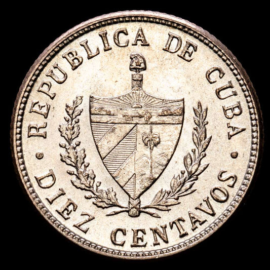 Cuba. 10 Centavos. (2,5 g.). Cuba. 1948. KM-A12. UNC. Escasa así.