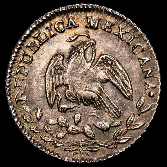 México. 1/2 Real. (1,71 g.). Guanajuato. 1849. P·F. KM-370,7. EBC+. Bella pátina