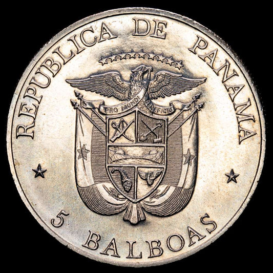 República de Panamá. 5 Balboas. ( g.). Panama. 1972. KM-30. UNC.