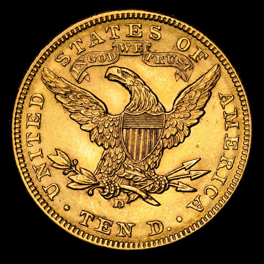 Estados Unidos 10 Dólares 1906 D KM# 102, N# 16134; Oro (.900) 16,72 g; “Coronet Head”; Con lema; Casa de la Moneda de Denver; UNC-.