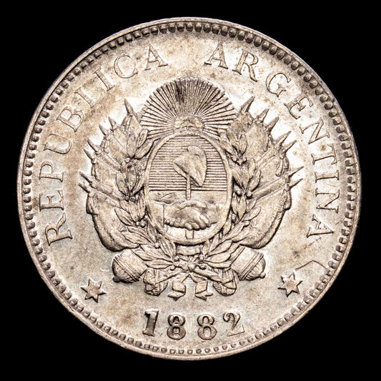 Argentina. 1882. 20 centavos. (KM. 27). AG. 4,91 gramos. EBC.