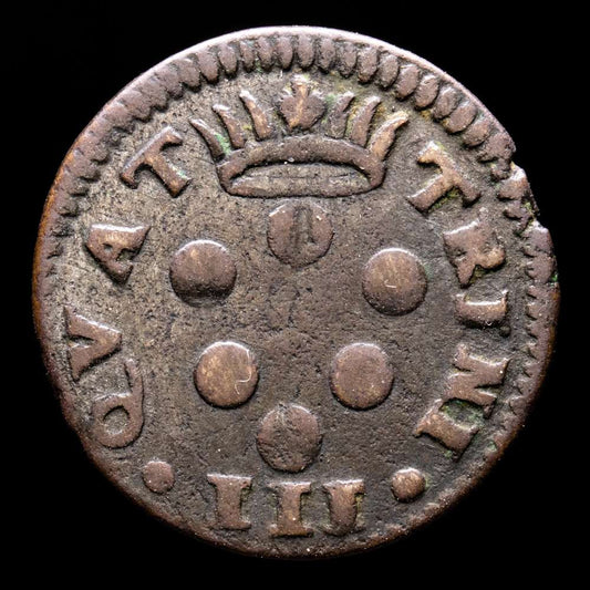 Italia. 3 Quattrini. (2,16 g.). Firenze. 1680. MBC+. Muy rara.