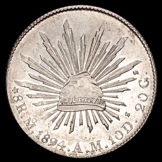 Republica Mexicana. 8 Reales. (27,1g.). México. 1894. Ensayador A.M. KM-377.10. UNC-.