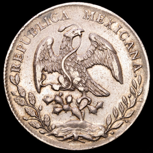 Republica Mexicana. 8 Reales. (27,02g.). G.ª Guadalajara. 1887. Ensayador J.S. KM-377.6. VF+.
