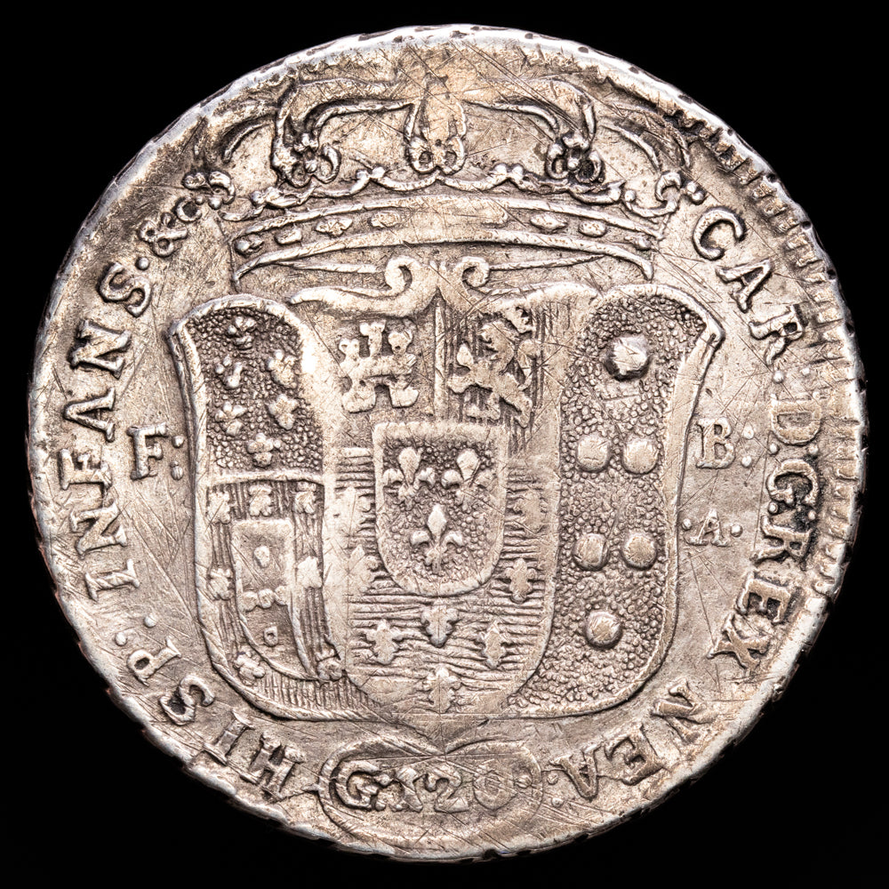 Italia – Carlos III. 120 Grana. (25,02g.). Nápoles. 1734. KM-C23. VF. Rara