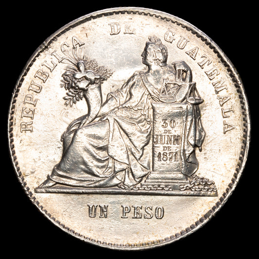 Republica de Guatemala. 1 Peso. (25,27g.). Guatemala. 1873. Ensayador P. KM-1971. VF.