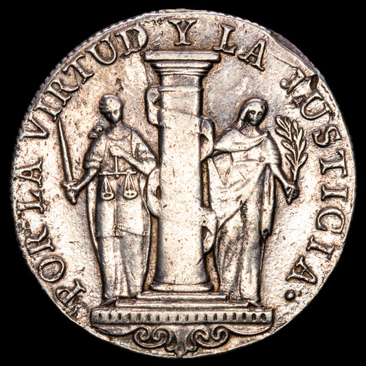 Perú. 8 Reales. (26,19g.). Lima. 1822. Ensayador J·P. Muy rara.