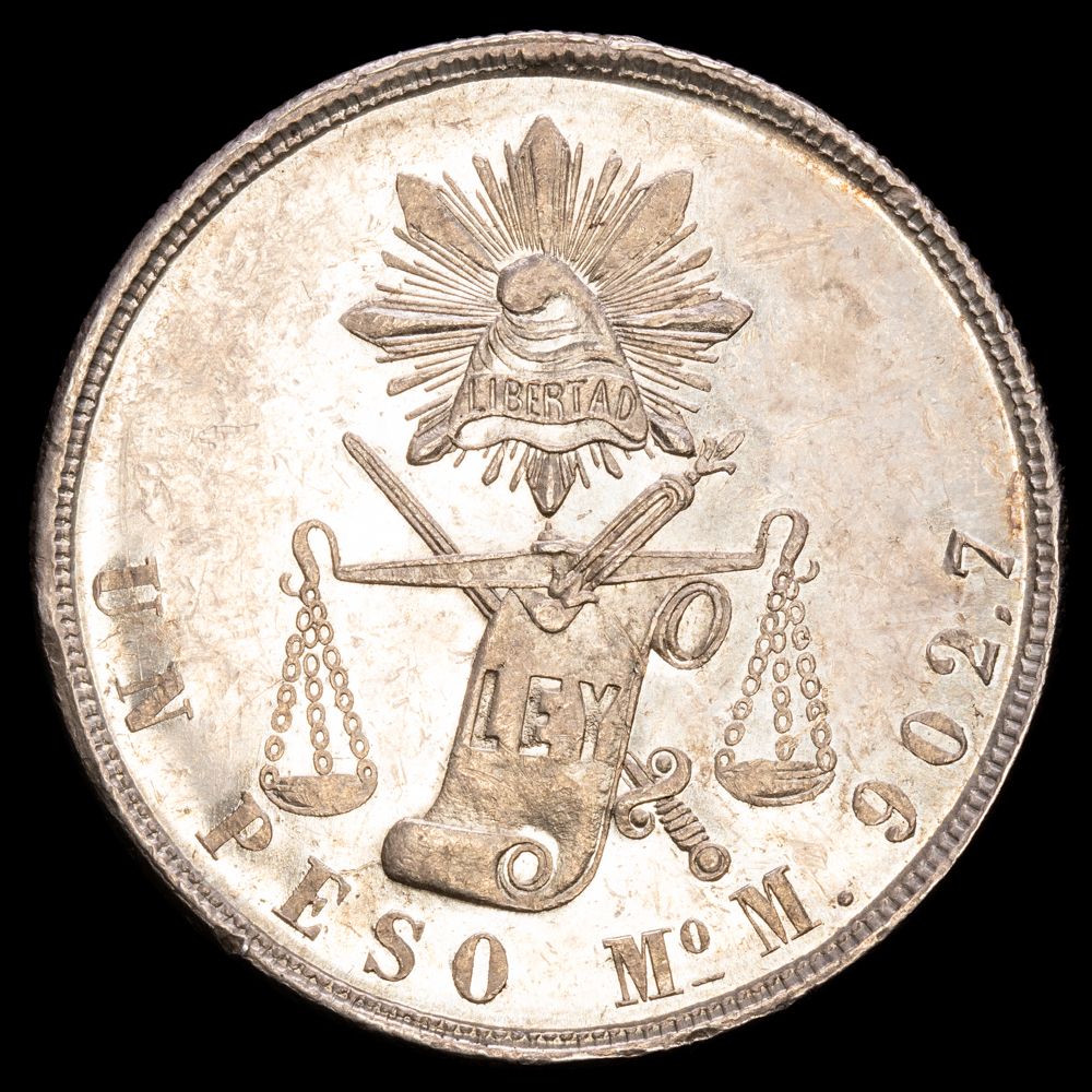 República de México. 1 Peso. México. 1872. KM-408.5. Perfecta condición.