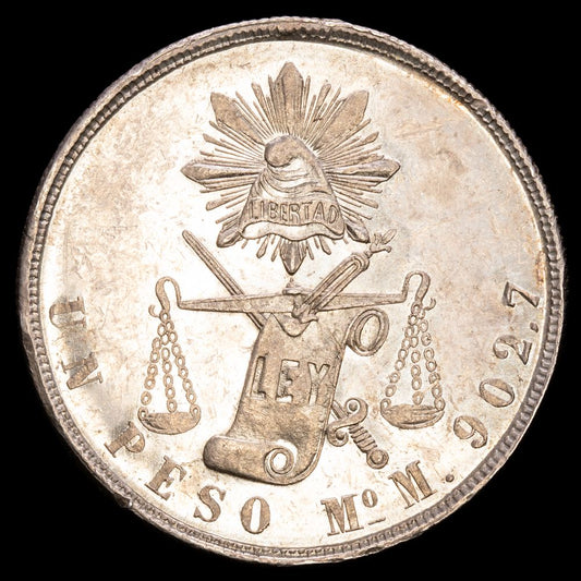 República de México. 1 Peso. México. 1872. KM-408.5. Perfecta condición.
