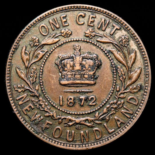 Canadá – Terranova – Victoria. 1 Céntimo. (5,97g.). Londres. 1872. Ensayador H. KM-1. XF-. Buen reilieve.