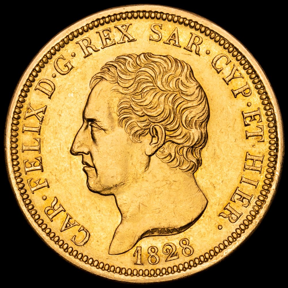 Italia. Carlo Felice. 80 Liras (25,73 g.). Torino. 1828. KM-123.L. XF.