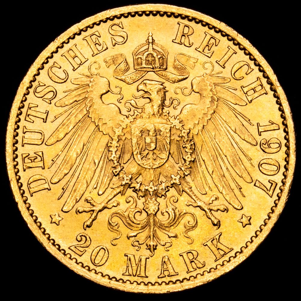 Prussia – Wilhelm II. 20 Mark. (7,97 g.). Berlin. 1907. KM-521. XF+.