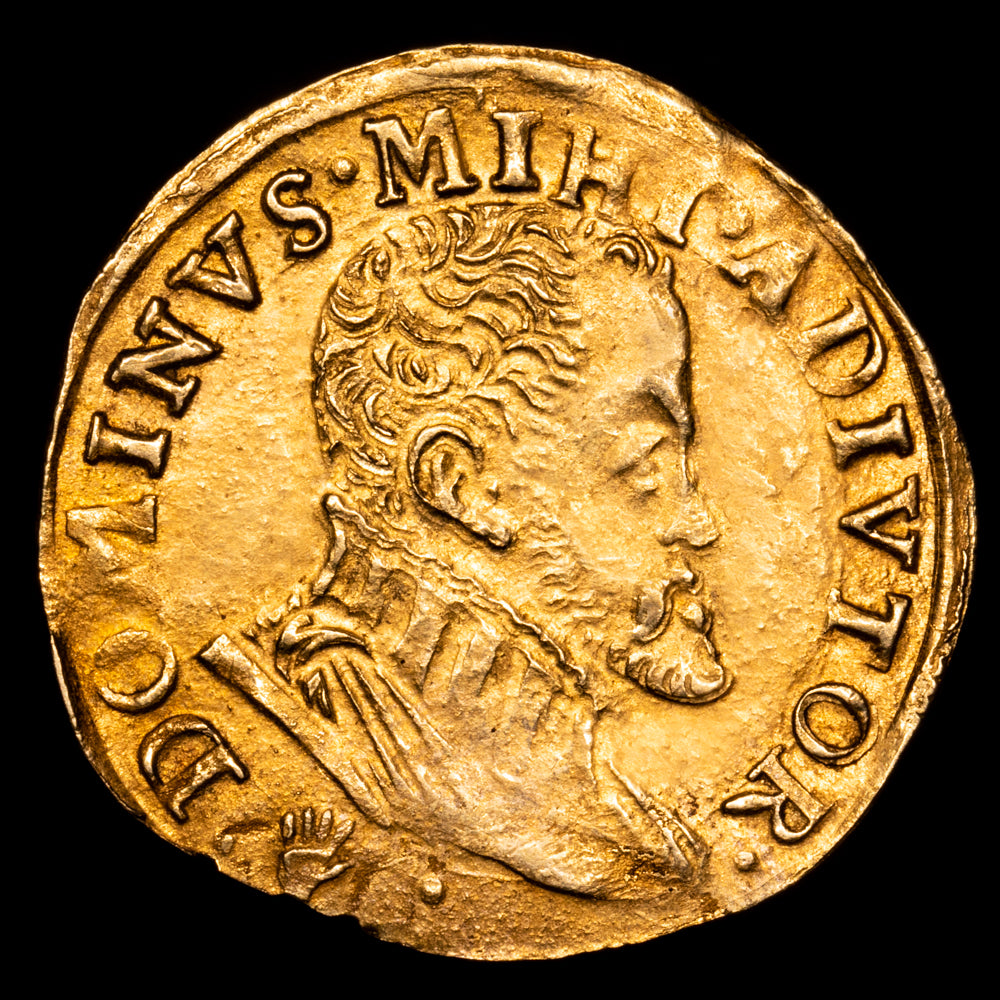 Brabante – Felipe II. 1/2 Real de oro. (3,41 g.). Amberes. S/F. VIT-1383. EBC-. Escasa. Marca de ceca en anverso.