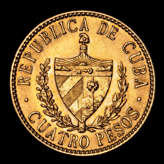Cuba. 4 Pesos. (6,7 g.). 1916. KM-19. EBC. Escasa
