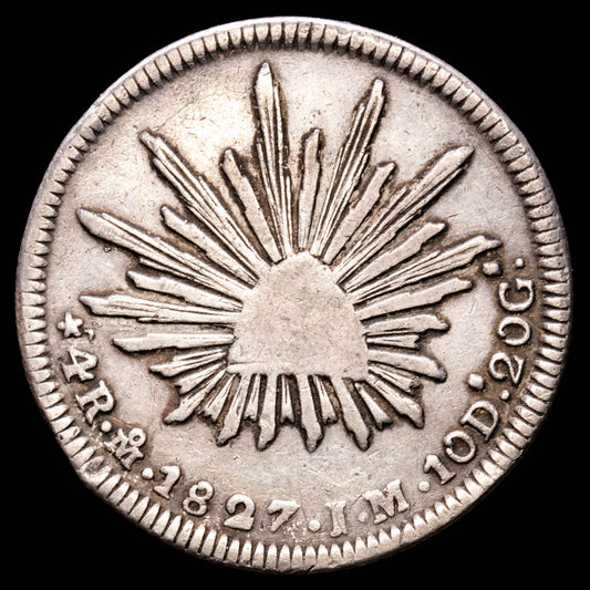 República de México. 4 Reales. 1827/6. (13,39 g.). México. -26510. Ensayador J·M. KM-375.6. MBC-. Rara