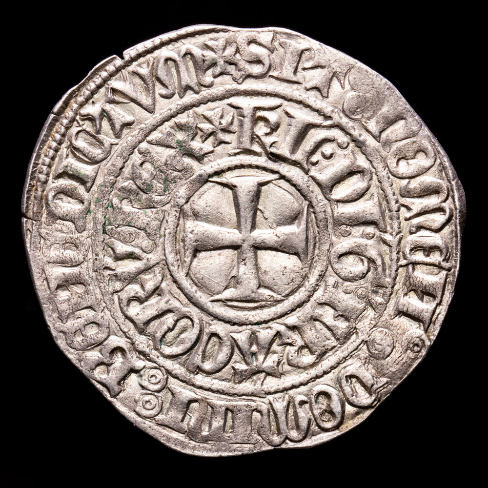 Francia – Reino de Carlos VI (El Bienamado). Gros. (3,7 g.). París. 1380-1422. DUPESSY-384. EBC+. Raro. Buen tono.