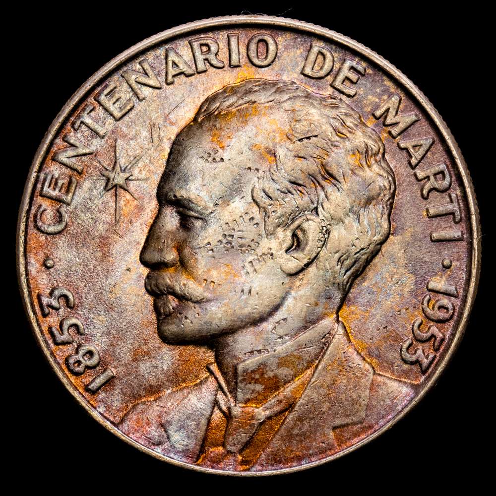 Cuba – Centenario de Marti. Un Peso. (26,81 g.). Cuba. 1853. KM-29. XF+. Bella pátina