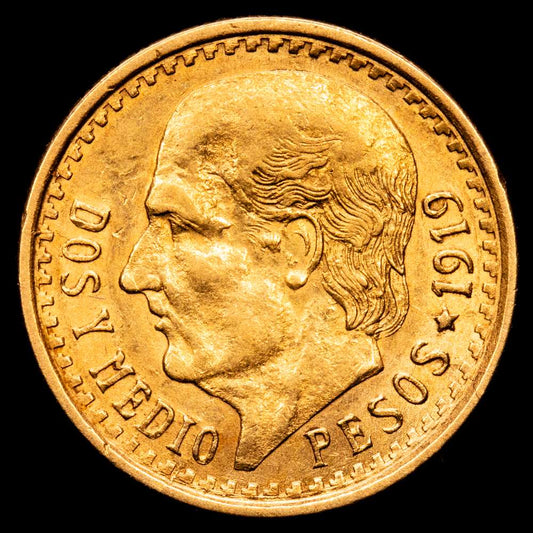 MÉXICO. Hidalgo. 2 1/2 pesitos. 1919. F463. 2´08g. EBC, restos de brillo originales. tono.