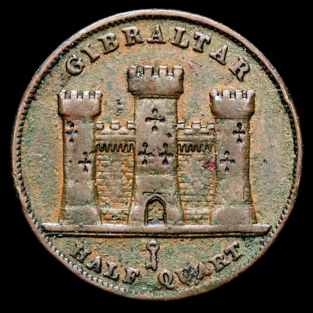 Gibraltar. 1/2 Quartos. (2,55g.). 1842. KM-1. MBC.