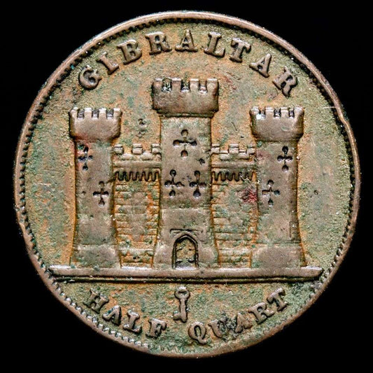 Gibraltar. 1/2 Quartos. (2,55g.). 1842. KM-1. MBC.