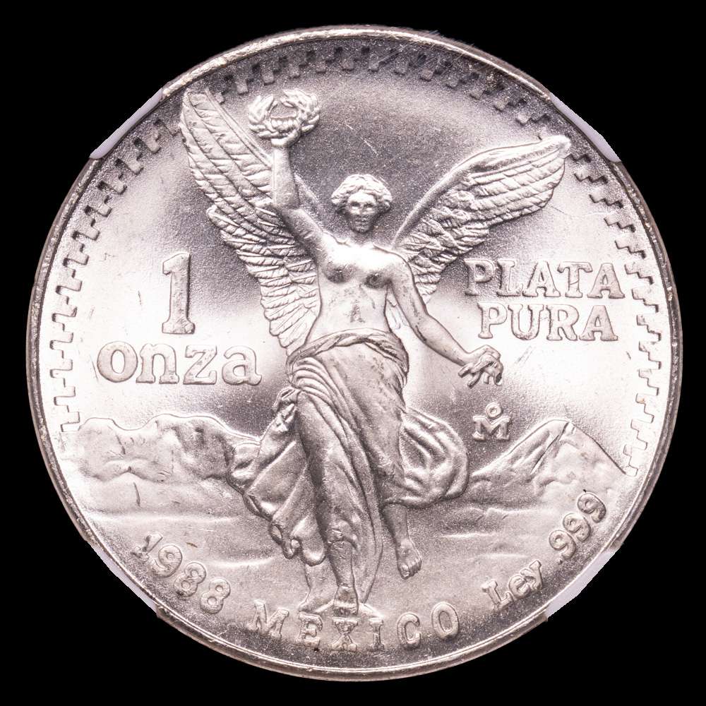 México. 1 Onza. Mo. Casa de la Moneda de la Ciudad de México, 1988. NGC MS65.