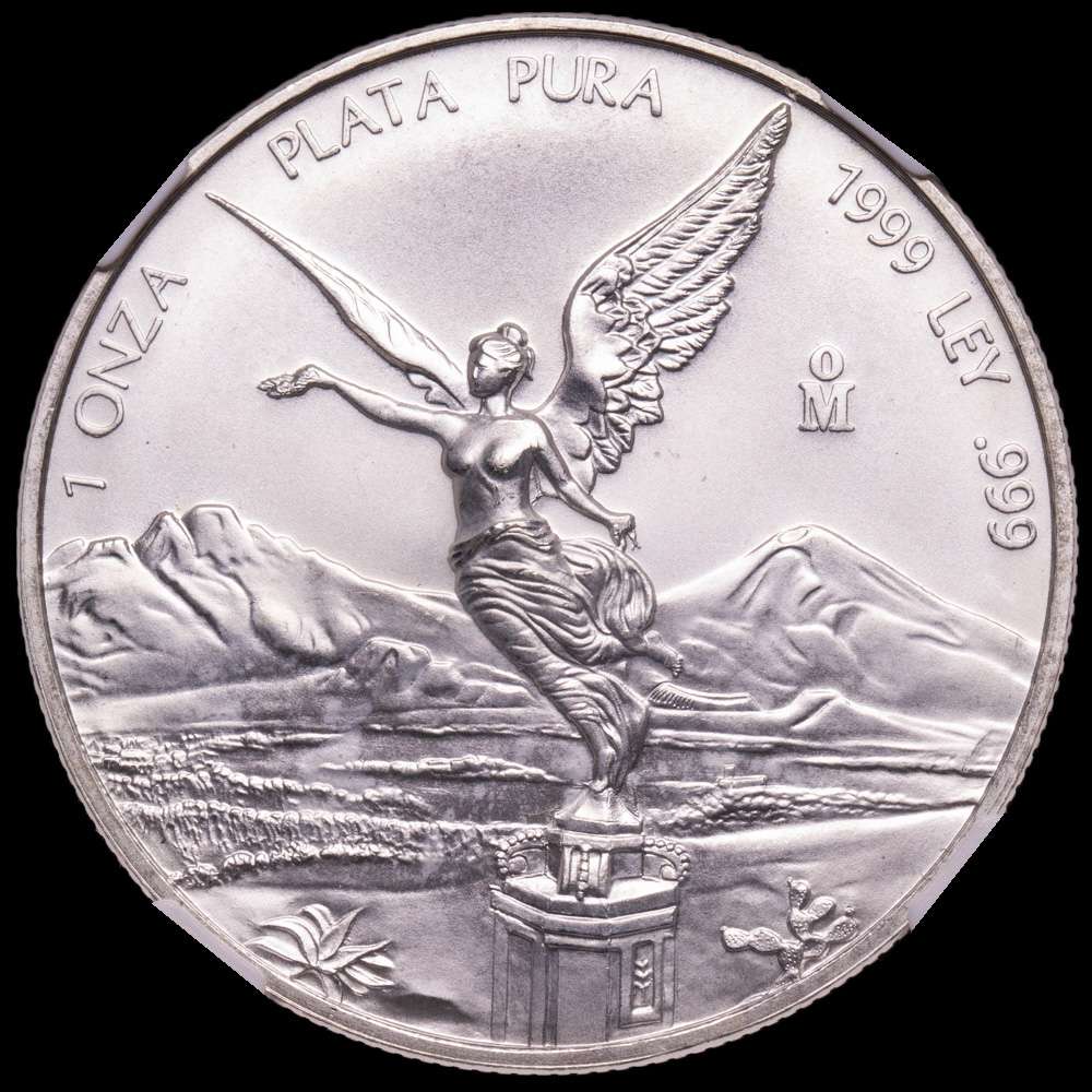 MÉXICO. Onza de plata, 1999-Mo. Casa de Moneda de México . NGC MS-66. KM-613. Tirada: 95.000.