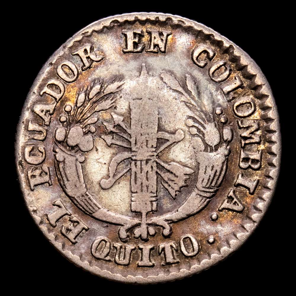República de Ecuador. 1 Real. (2,91 g.). Quito. 1833. Ensayador G·J. KM-13. MBC. Muy rara. EL ECUADOR EN COLOMBIA