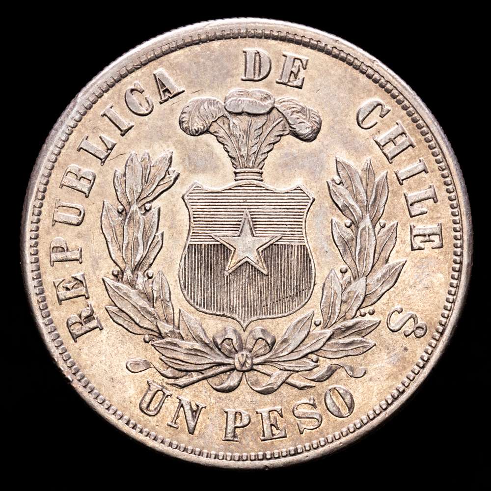 República de Chile. 1 Peso. (24,9 g.). Santiago. 1884. KM-142.1. EBC. Bonita tonalidad.