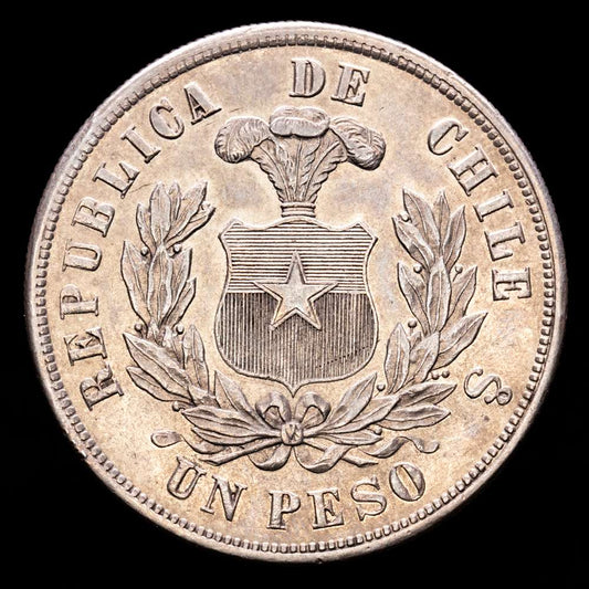 República de Chile. 1 Peso. (24,9 g.). Santiago. 1884. KM-142.1. EBC. Bonita tonalidad.