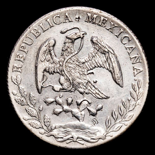 México. 8 Reales. (27,17 g.). Hermosillo. 1893. F·G. KM-377,9. EBC-. Algunos resellos orientales. Limpiada