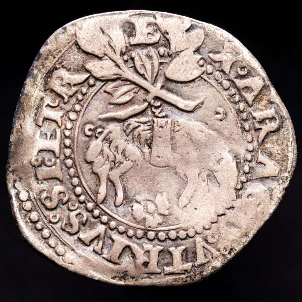 Nápoles – Carlos V. Carlino. (2,77 g.). Nápoles. 1516-1556. Ensayador R. MIR-148/2. VF+. Rara