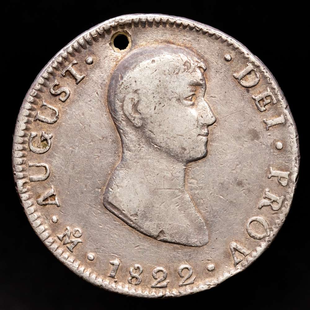 México – Agustín I. 8 Reales. (26,77 g.). México. 1822. J·M. KM-304. (MBC).