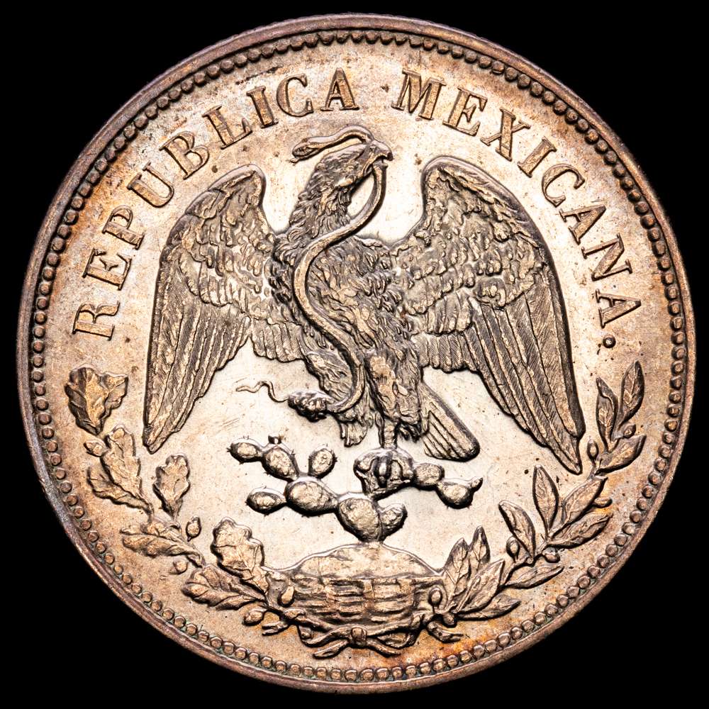 México. 1 pesito. 1909. México. GV. (Km-409,2). Ag. 27,16 gramos. Restos de brillo original. Ligera pátina. UNC-.