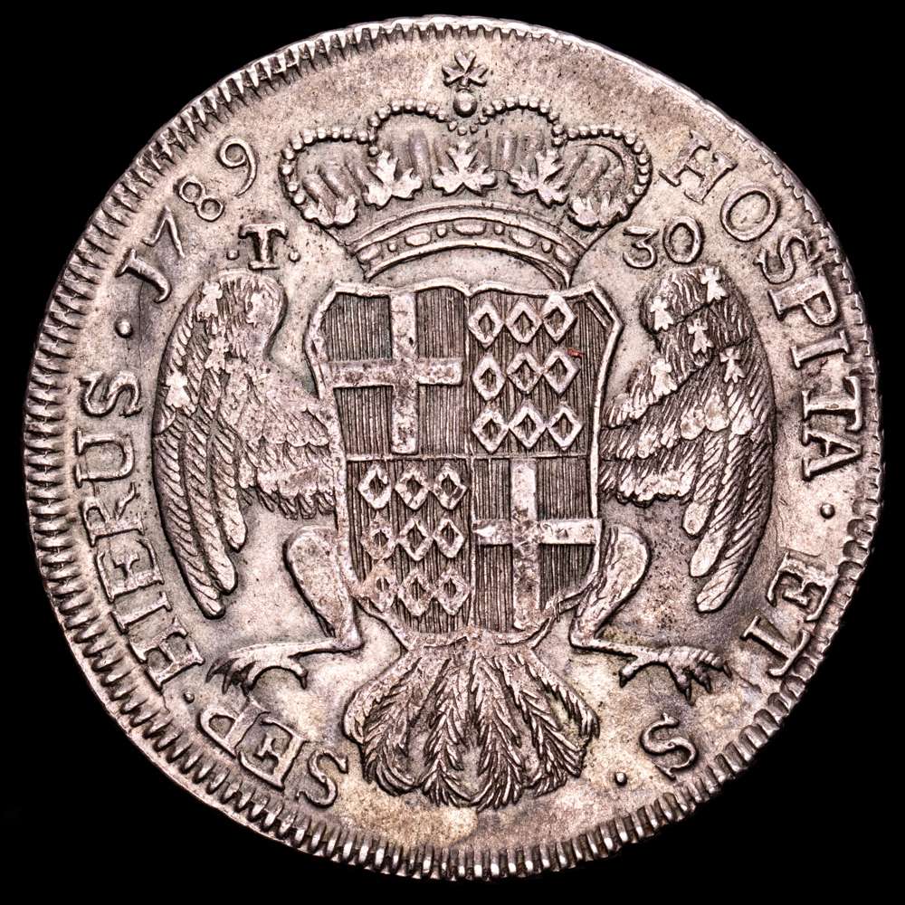 Malta – Emmanuel. 30 Tari. (29,64 g.). La Valete. 1789. DAV-1608. XF+. Excelente condición.