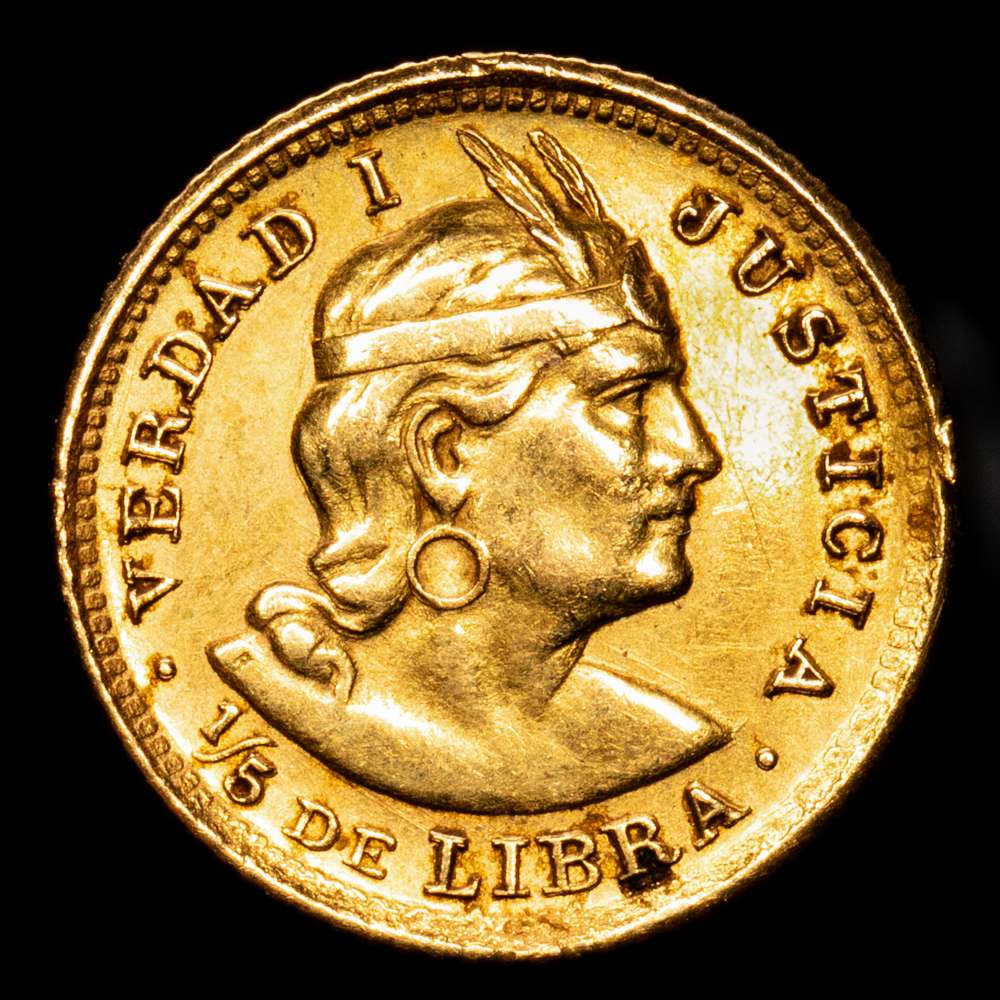 Perú. 1/5 Libra. (1,59 g.). Perú. 1907. KM-200. XF.