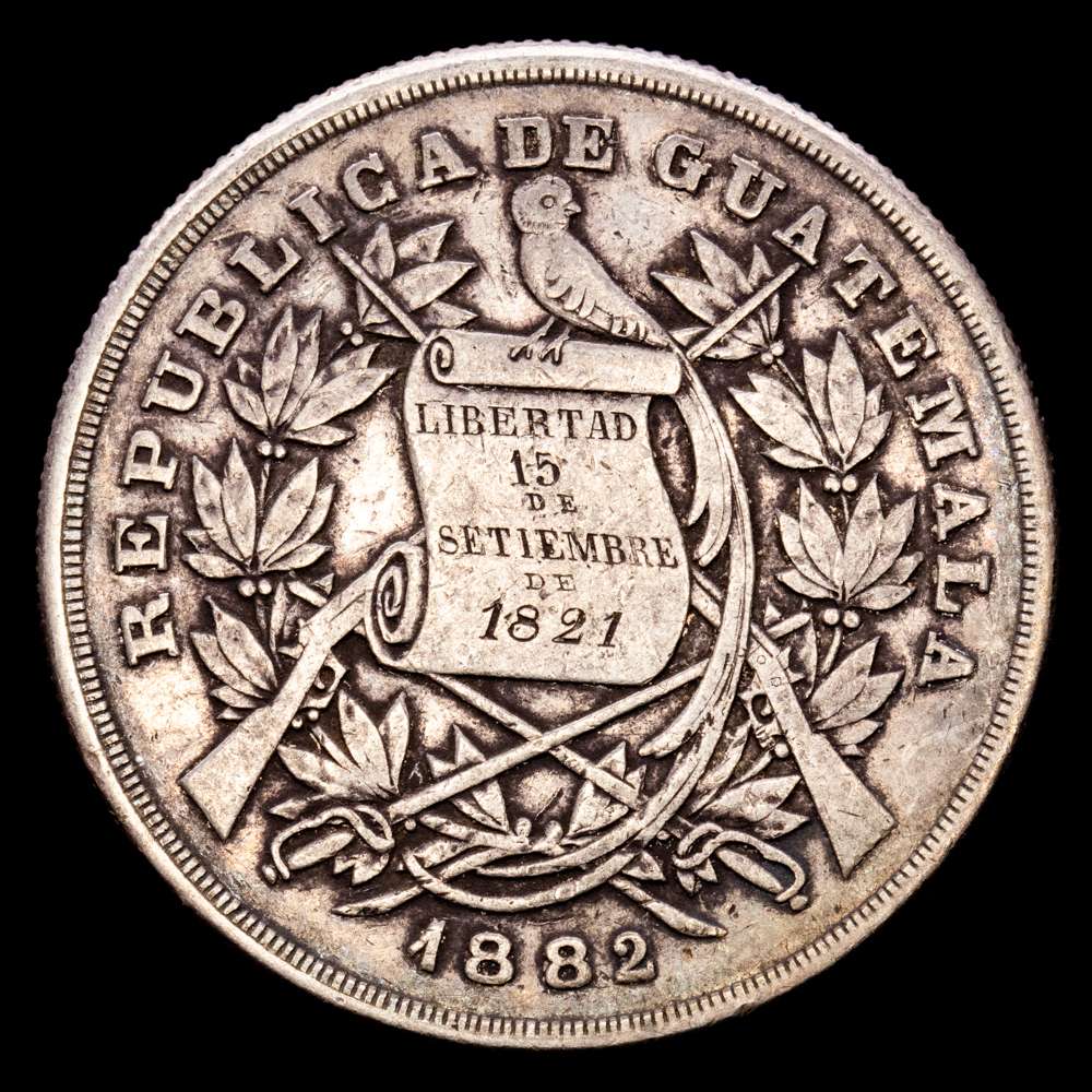 Guatemala. 1 Peso. (24,95 g.). 1882. KM-208. MBC+.