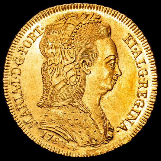 BRASIL. 6400 Reis (Peca), 1797-R. 14,39 gramos. Casa de la Moneda de Río de Janeiro. Maria I. Fr-87; KM-226.1. UNC.