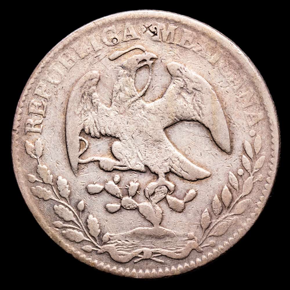 México. 8 Reales. (26,62 g.). Guanajuato. 1854. Ensayador P·F. KM-377.8. MBC-.