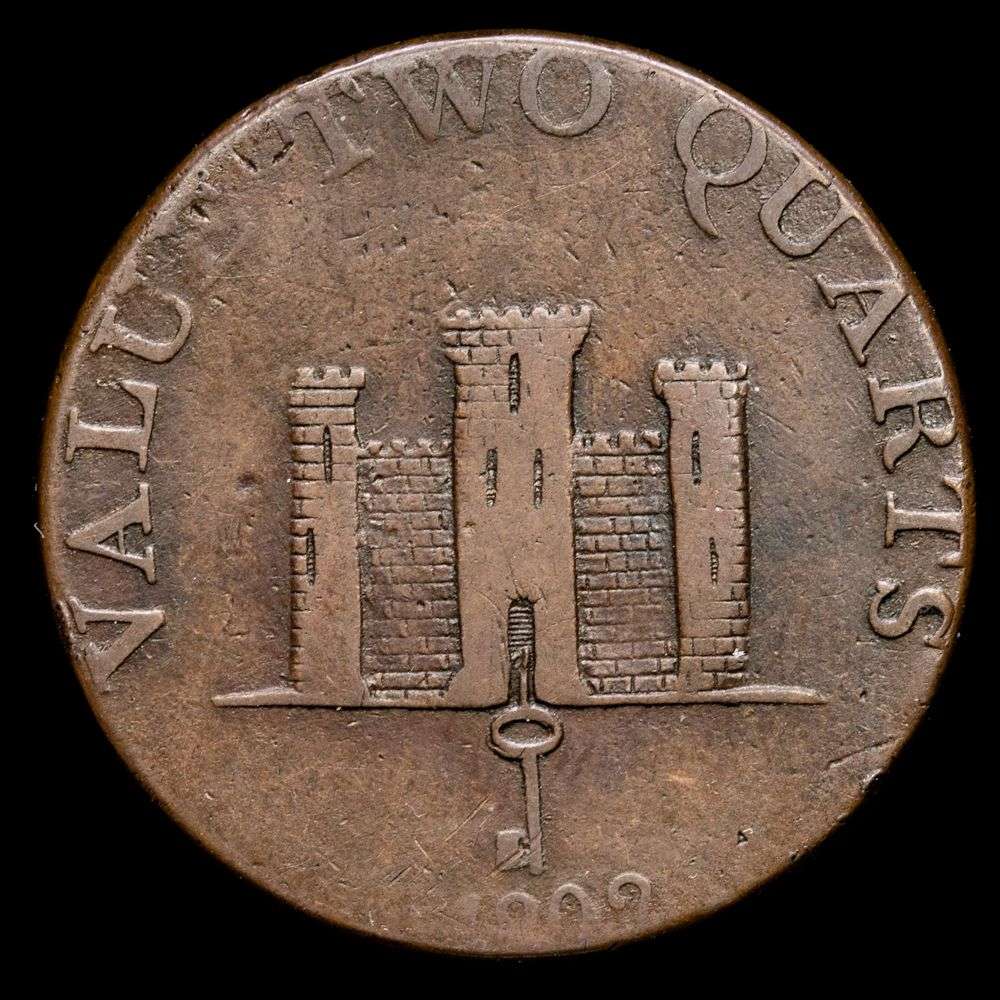 Gibraltar – Jorge III. 2 Quartos (8,77 g.). 1802. KM-TM-2.2. F+.