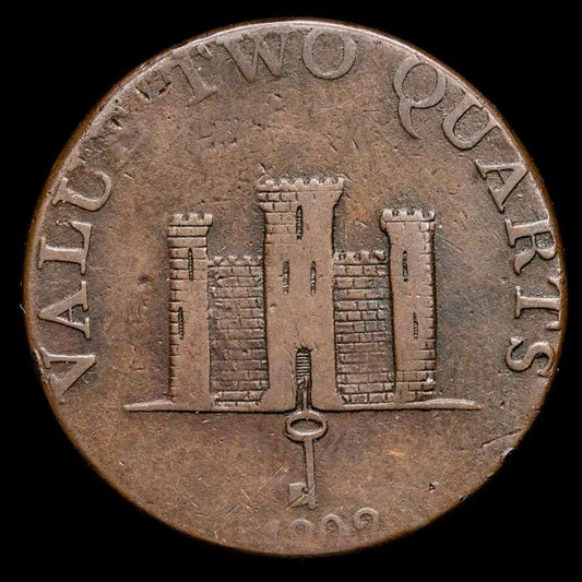 Gibraltar – Jorge III. 2 Quartos (8,77 g.). 1802. KM-TM-2.2. F+.