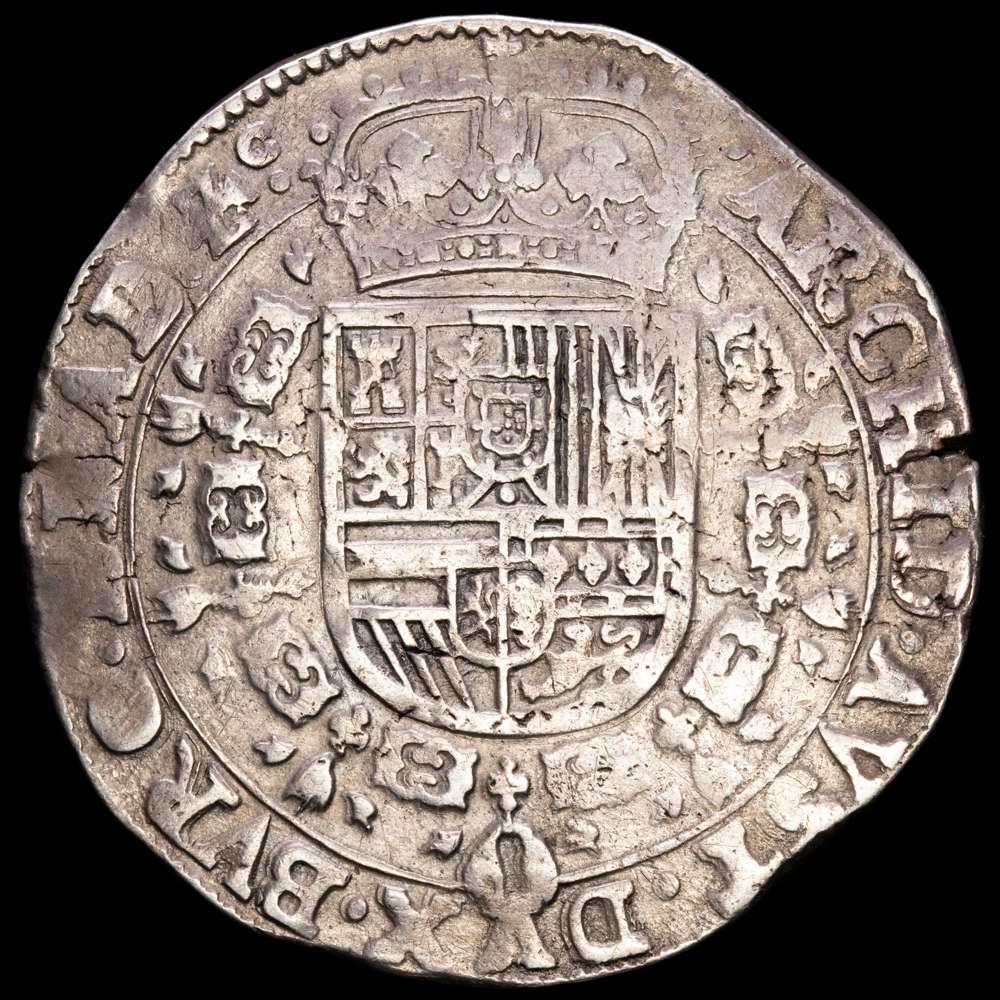 Paises Bajos Españoles – Felipe IV. Patagon. (28,05g.). Bruselas. 1651. VTJ-1020. MBC+. Escudo portugués.