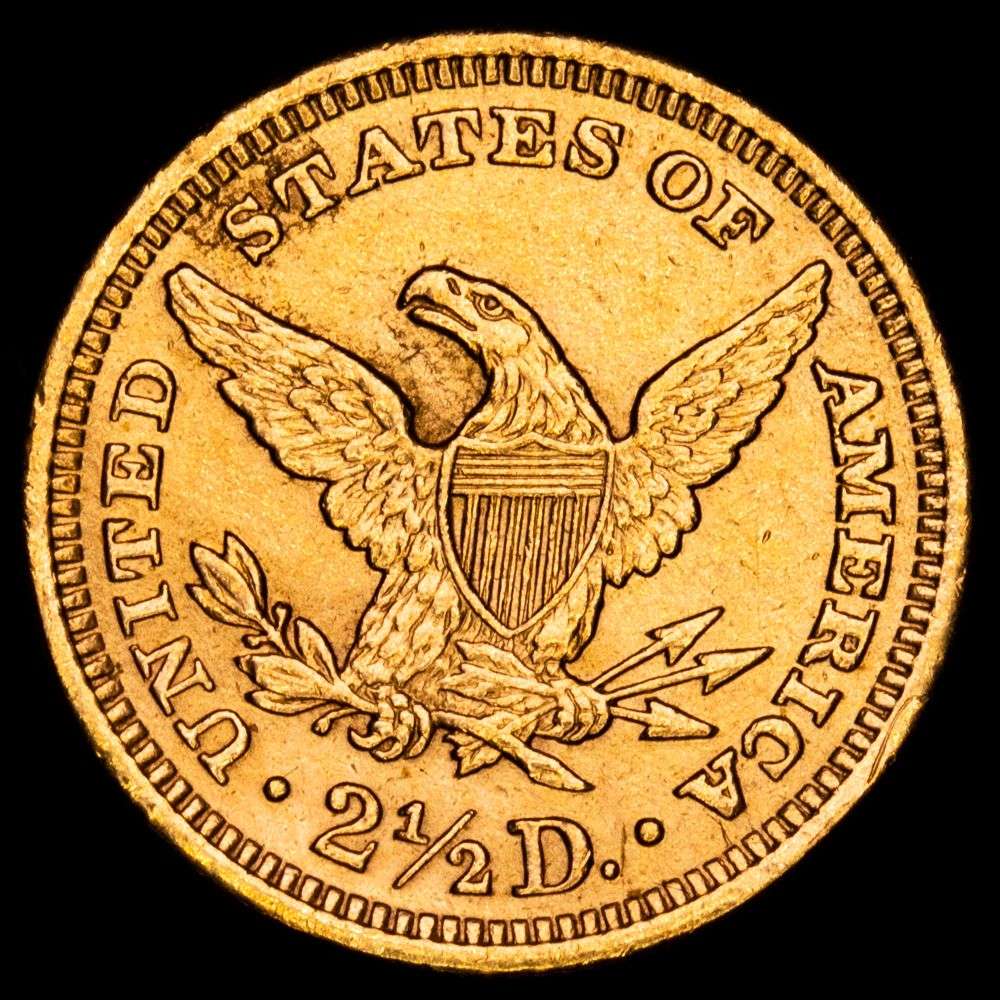 Estados Unidos. 2 1/2 Dollars (4,18 g.). 1905. KM-72. VF+. Tirada 217800 piezas.