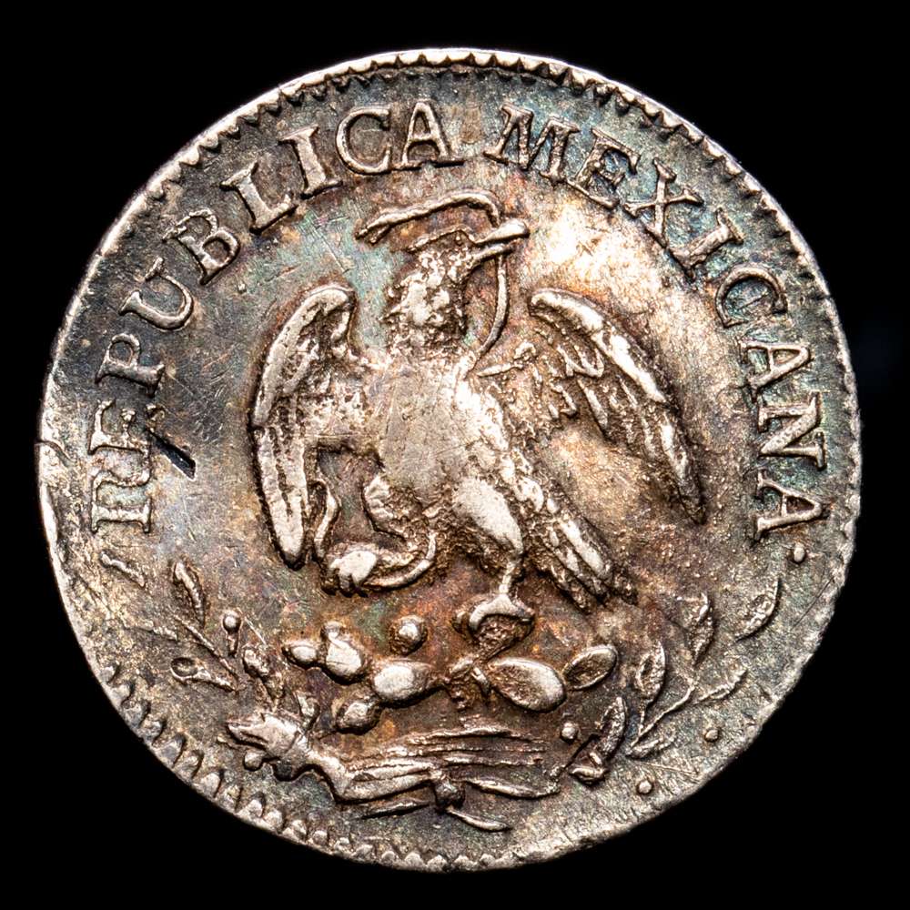 México. 1/2 Real. (1,68 g.). México. 1833. M·J. KM-370,9. XF. Bella pátina oscura
